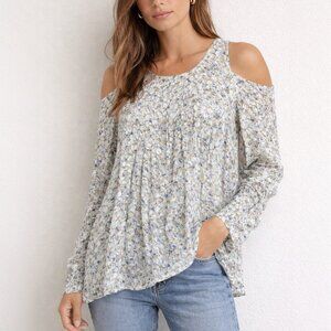 Jonathan Cohen Abstract Floral Cold Shoulder Blouse Size S